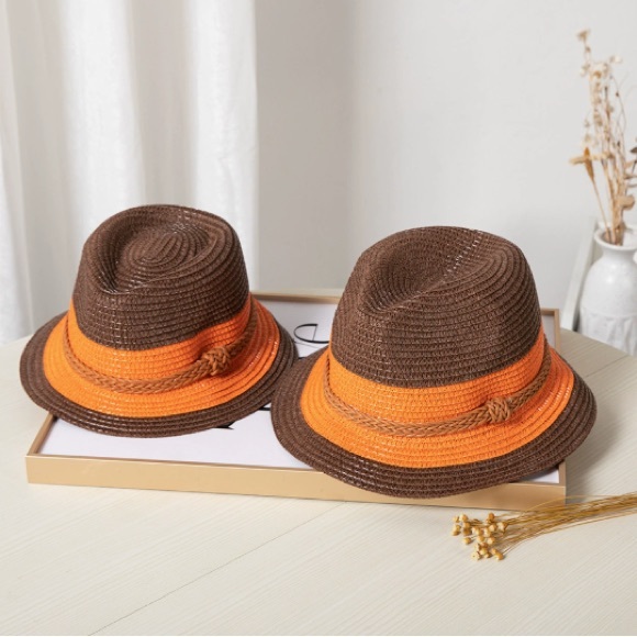 Elegant Brown and Orange Women\'s Fedora Hat